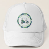 Preppy Golf Print Golf Cart Trucker Pet (Voorkant)