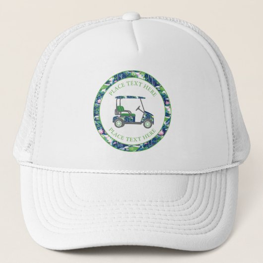 Preppy Golf Print Golf Cart Trucker Pet (Voorkant)