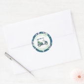 Preppy Golf Print Golfkar Ronde Sticker (Envelop)