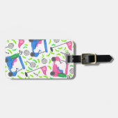 Preppy Golf Roze Blauw Groen Bagagelabel (Voorkant horizontaal)