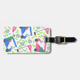 Preppy Golf Roze Blauw Groen Bagagelabel
