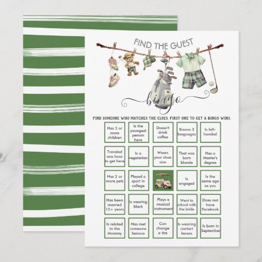 Preppy Golf Vind de Gast BINGO Kaart (Voorkant / Achterkant)