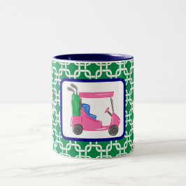 Preppy Golf Winkelwagen Groen Wit Link Patroon Gol Tweekleurige Koffiemok