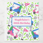 Preppy golfkar gepersonaliseerde verjaardagsdouche wijn etiket (Enkel label)