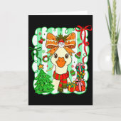 Preppy Gooses Bow Xmas Tree Funny Christmas Girl W Kaart (Voorkant)