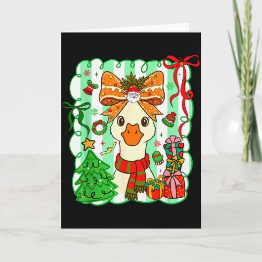 Preppy Gooses Bow Xmas Tree Funny Christmas Girl W Kaart (Voorkant)