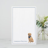 Preppy Gouden Retriever Persoonlijk Briefpapier (Staand voorkant)