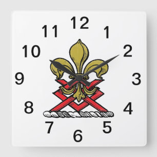 Preppy Gouden Rode Heraldische Wapenschild Fleur d Vierkante Klok