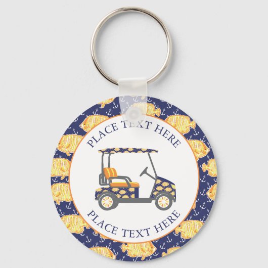 Preppy Goudvis Golfkar Sleutelhanger (Voorkant)