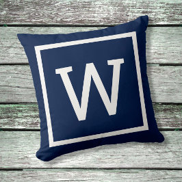 Preppy Grafische Rand Monogram Kussen