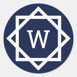 Preppy Grafische Rand Monogram Ronde Sticker