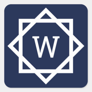 Preppy grafische rand monogram vierkante sticker