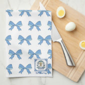 Preppy grandmillenial blauwe lint theedoek (Quarter Fold)