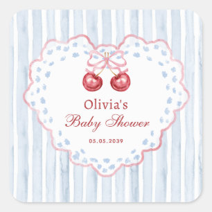 Preppy Grandmillenial Kers op de Top Baby Shower Vierkante Sticker