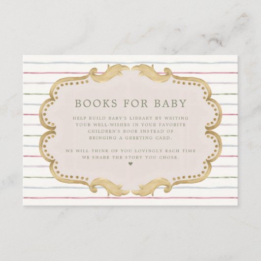 Preppy Grandmillennial Books for Baby Shower Informatiekaartje (Voorkant)