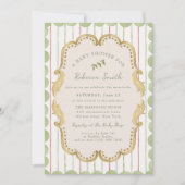 Preppy Grandmillennial Botanical Frame Baby Shower Kaart (Voorkant)