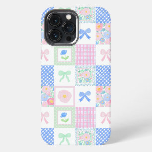 Preppy Grandmillennial Bows Bloemen Tegels iPhone 13 Pro Max Hoesje