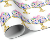 Preppy Grandmillennial Chinoiserie Verjaardagstaar Cadeaupapier (Rol Hoek)