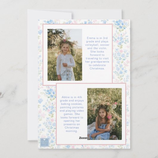 Preppy Grandmillennial Christmas Bow Swag Foto Feestdagenkaart (Achterkant)