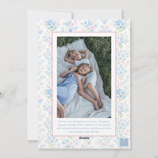 Preppy Grandmillennial Christmas Bow Swag Foto Feestdagenkaart (Achterkant)