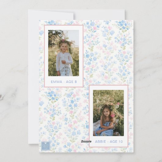 Preppy Grandmillennial Christmas Bow Swag Foto Feestdagenkaart (Achterkant)