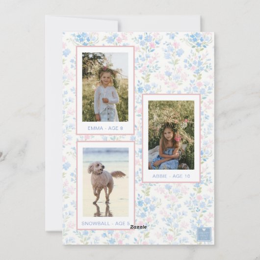 Preppy Grandmillennial Christmas Bow Swag Foto Feestdagenkaart (Achterkant)