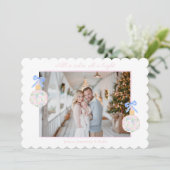 Preppy Grandmillennial Christmas Bulbs & Bows Feestdagenkaart (Staand voorkant)