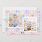 Preppy Grandmillennial Christmas Bulbs & Bows Feestdagenkaart (Achterkant)