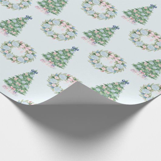 Preppy Grandmillennial Christmas Cadeaupapier (Hoek)