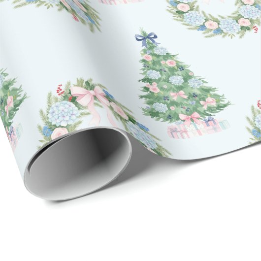 Preppy Grandmillennial Christmas Cadeaupapier (Rol Hoek)