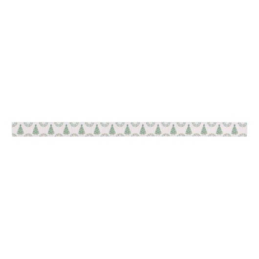 Preppy Grandmillennial Christmas Grosgrain Lint (Voorkant)