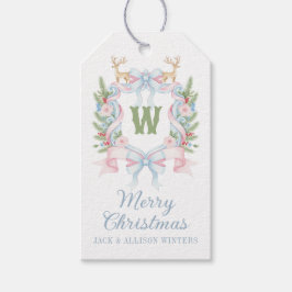 Preppy Grandmillennial Christmas Monogram Crest Cadeaulabel