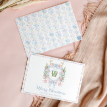 Preppy Grandmillennial Christmas Monogram Crest