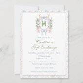 Preppy Grandmillennial Christmas Monogram Crest Kaart (Voorkant)