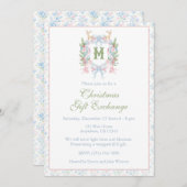 Preppy Grandmillennial Christmas Monogram Crest Kaart (Voorkant / Achterkant)