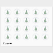 Preppy Grandmillennial Christmas Tree-adres Ronde Sticker (Vel)
