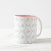 Preppy Grandmillennial Coquette Preppy Floral Tweekleurige Koffiemok (Voorkant rechts)