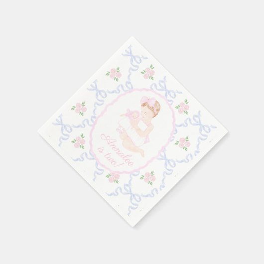 Preppy Grandmillennial Dolly en Me Pink Bows Servet (Hoek)