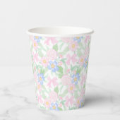 Preppy Grandmillennial Dolly en Me Pink Floral Papieren Bekers (Achterkant)