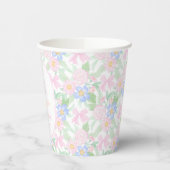 Preppy Grandmillennial Dolly en Me Pink Floral Papieren Bekers (Links)