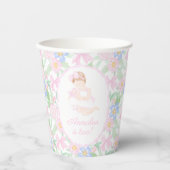 Preppy Grandmillennial Dolly en Me Pink Floral Papieren Bekers (Voorkant)