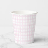 Preppy Grandmillennial Dolly en Me Pink Gingham Papieren Bekers (Achterkant)