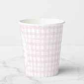 Preppy Grandmillennial Dolly en Me Pink Gingham Papieren Bekers (Links)