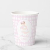 Preppy Grandmillennial Dolly en Me Pink Gingham Papieren Bekers (Voorkant)
