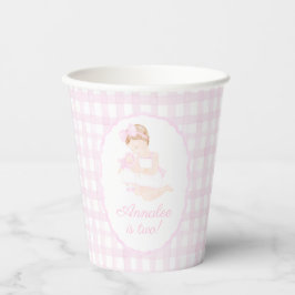 Preppy Grandmillennial Dolly en Me Pink Gingham Papieren Bekers