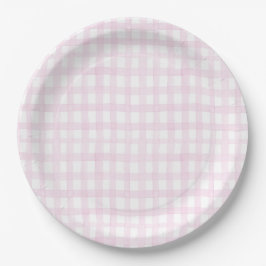 Preppy Grandmillennial Dolly en Me Pink Gingham Papieren Bordje