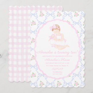 Preppy Grandmillennial Dolly en Mij Roze Strikken Kaart