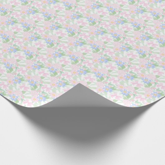 Preppy Grandmillennial Floral Cadeaupapier (Hoek)