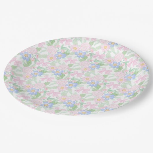 Preppy Grandmillennial Floral Papieren Bordje (Gekanteld)