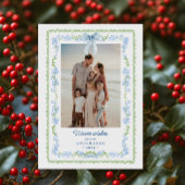 Preppy Grandmillennial Garland Kerstfoto Feestdagenkaart